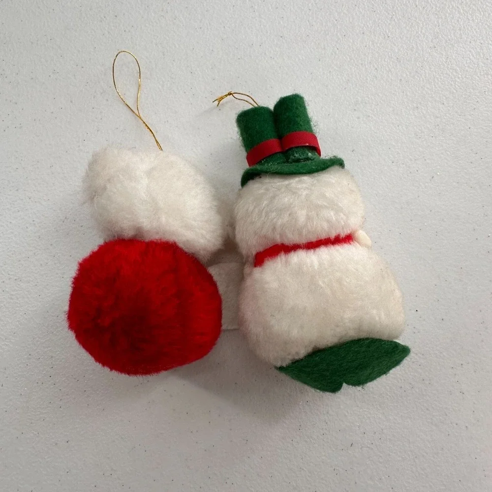 Vintage Christmas Ornaments Teddy‎ Bear Glass Snowman Santa Felt Plush Retro